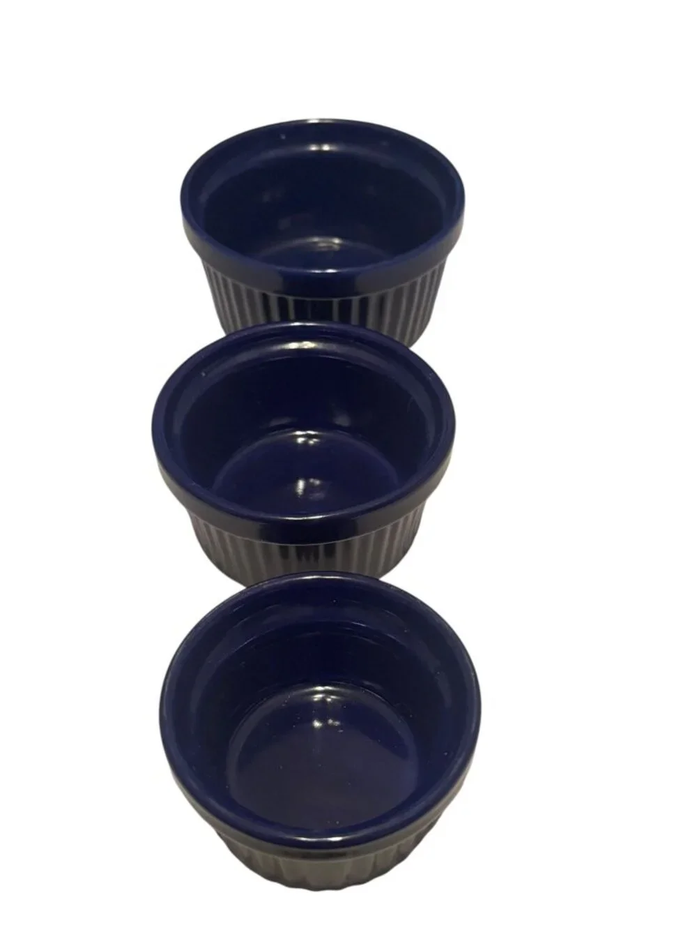 Set Of 3 Royal Norfolk Navy Blue Ceramic Ramekins